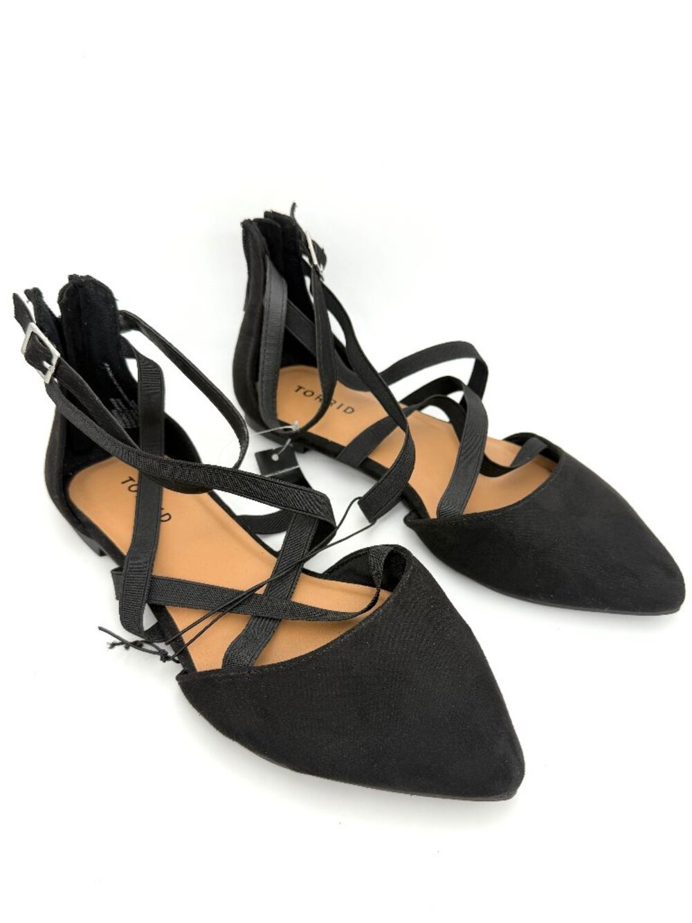 New Torrid Black Elastic Strap Flat with Pointed Toe - Size 8